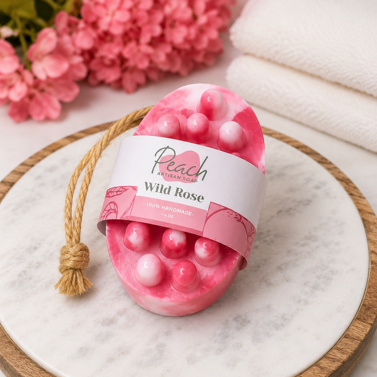 Wild Rose Massage Loofah Soap